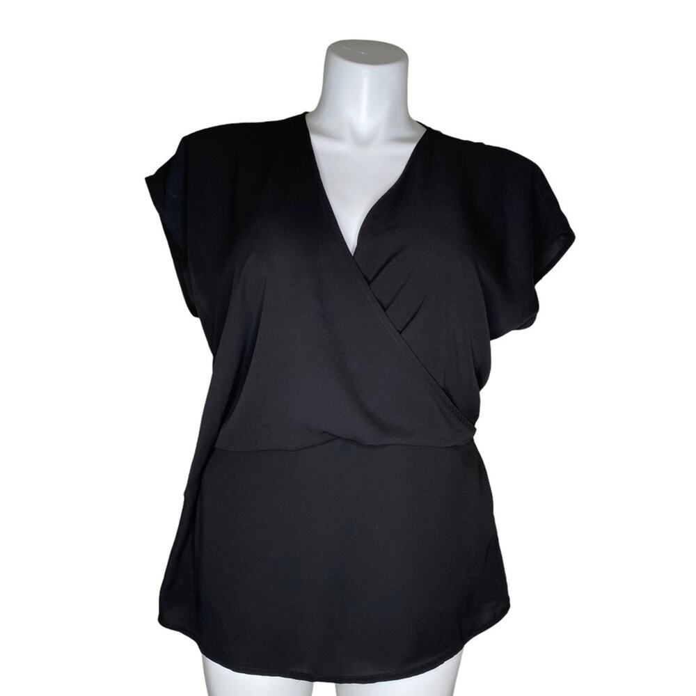 Allie Rose Faux Wrap Black Top - new